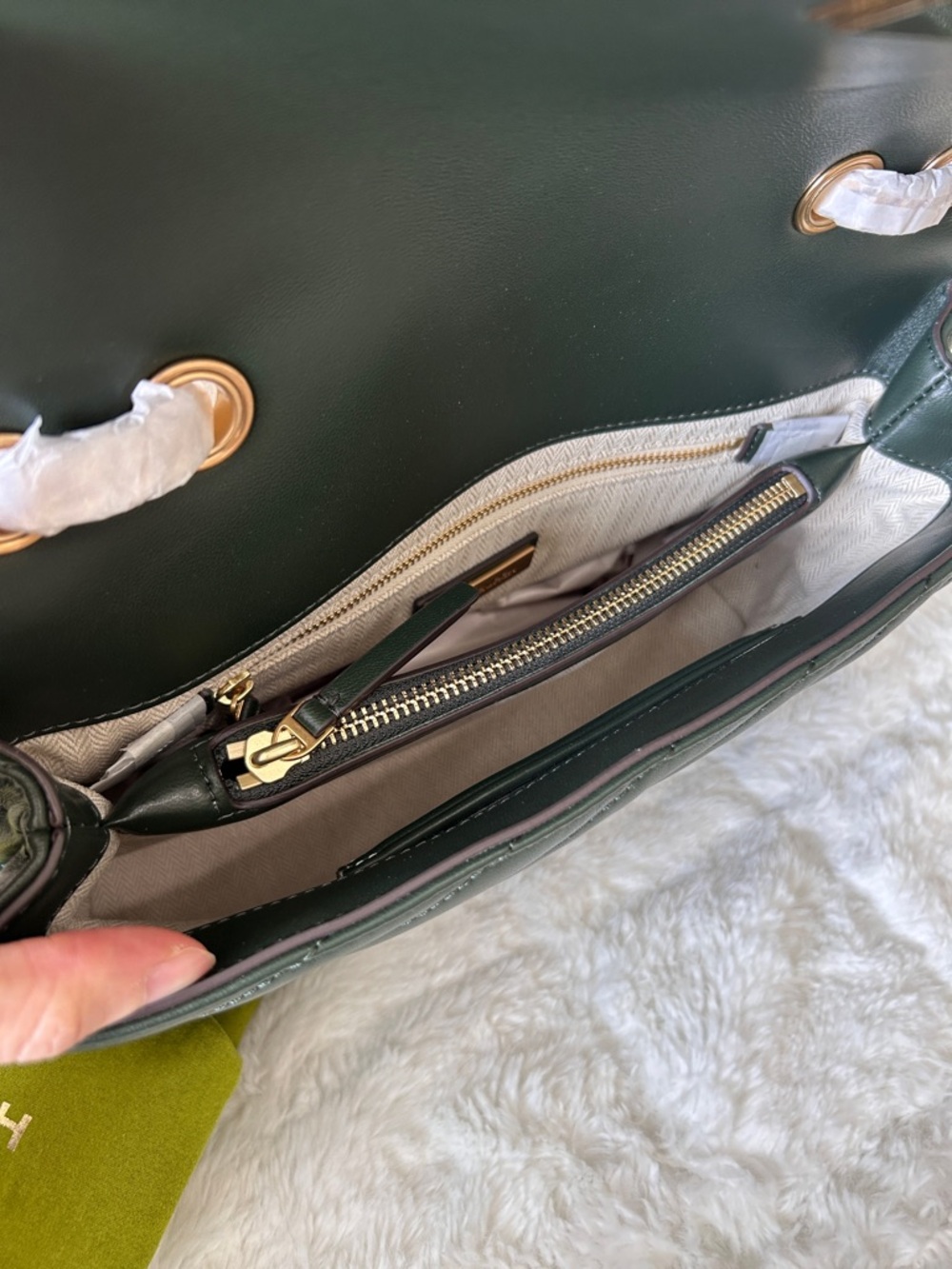 NWT🍀Tory Burch Kira Chevron Chain Shoulder Bag Sycamore Green 90446 Medium Gift - Picture 4 of 10